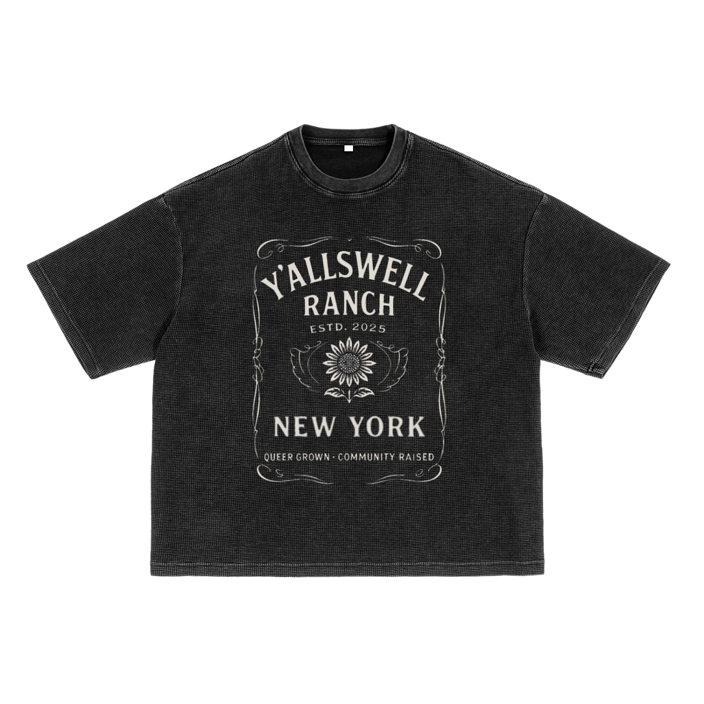 Waffle-Texture Washed Boxy T-Shirt