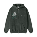 Snow Washed Zip-Through Fleece Hoodie
