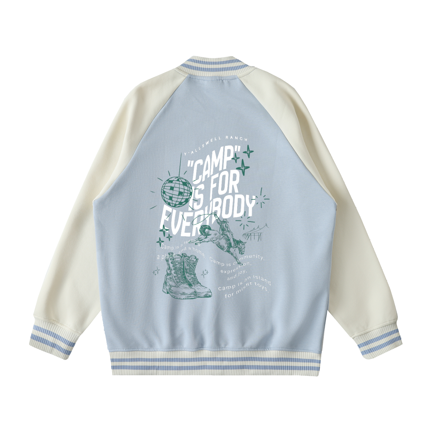 Two Tone Raglan Sleeve Varsity Jacket