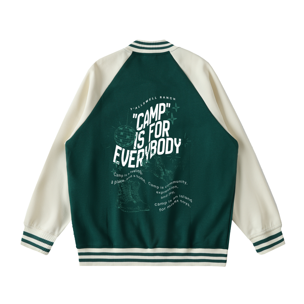 Two Tone Raglan Sleeve Varsity Jacket