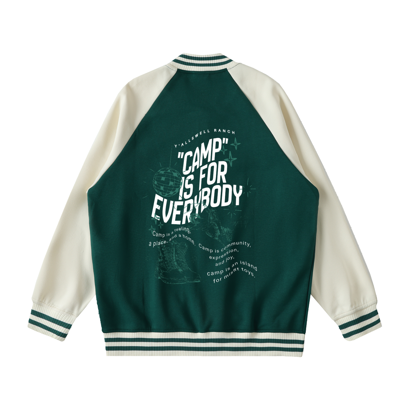 Two Tone Raglan Sleeve Varsity Jacket