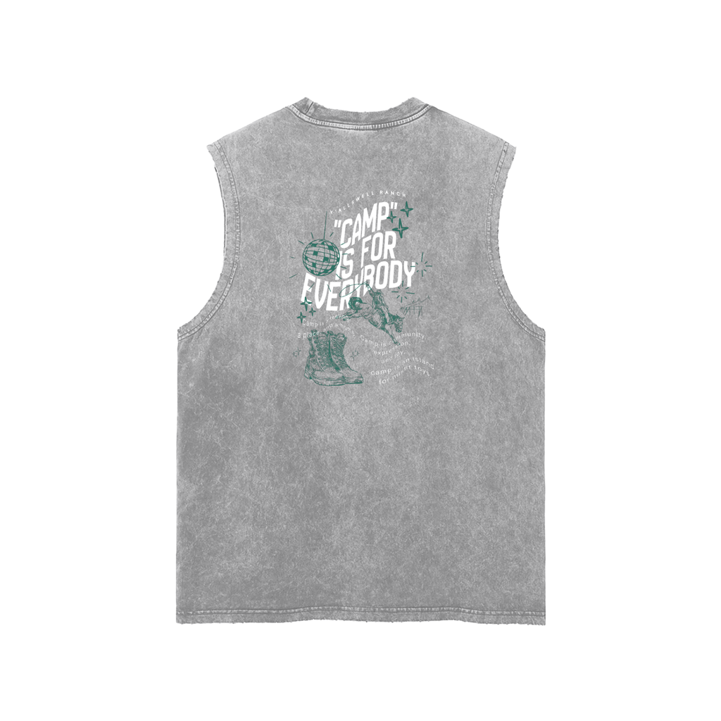 Snow Washed Frayed Hem Tank Top