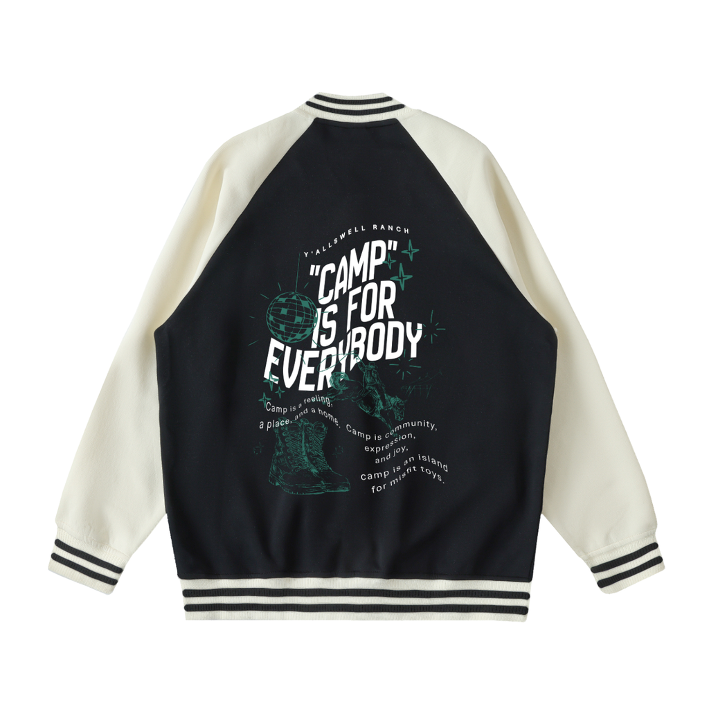 Two Tone Raglan Sleeve Varsity Jacket