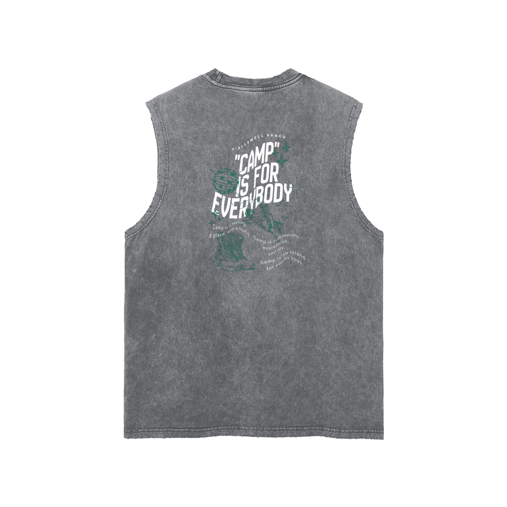 Snow Washed Frayed Hem Tank Top