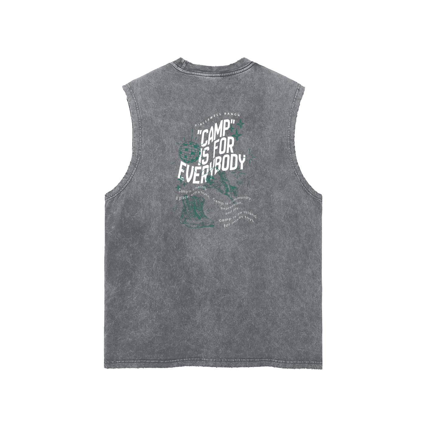 Snow Washed Frayed Hem Tank Top