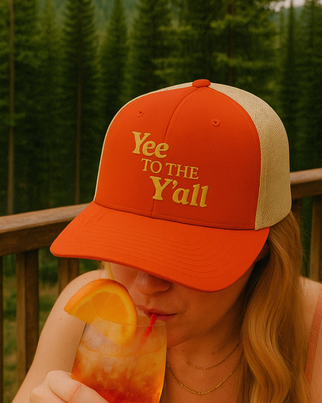 "Yee to the Y'all" Trucker Cap (Retro Gold Thread) - Y'allsWell Ranch