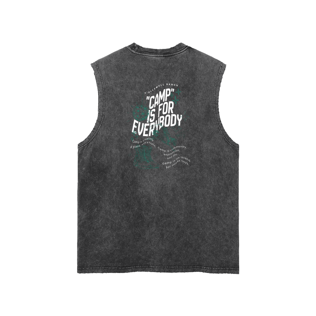 Snow Washed Frayed Hem Tank Top