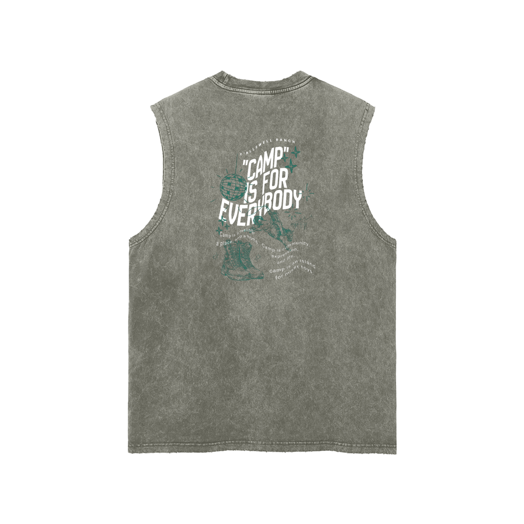 Snow Washed Frayed Hem Tank Top