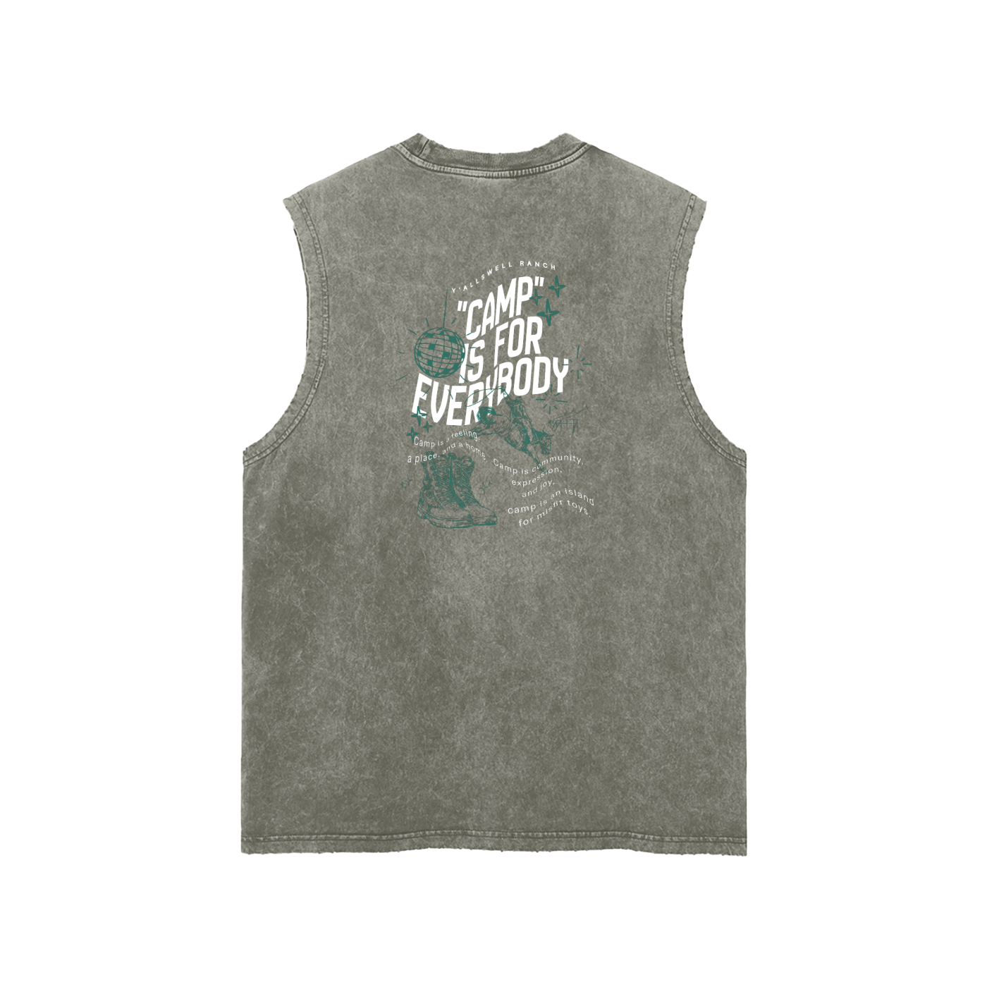 Snow Washed Frayed Hem Tank Top