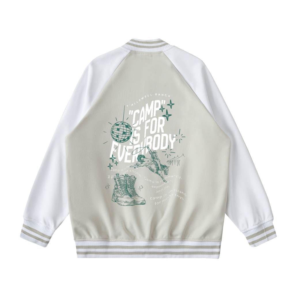 Two Tone Raglan Sleeve Varsity Jacket