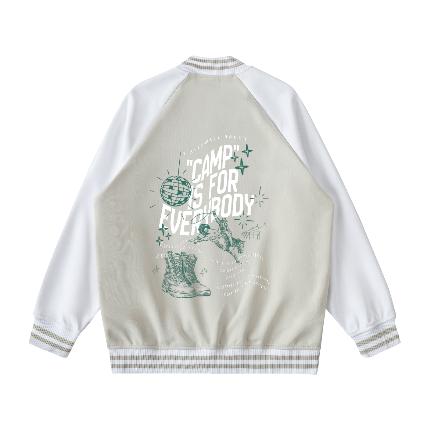 Two Tone Raglan Sleeve Varsity Jacket