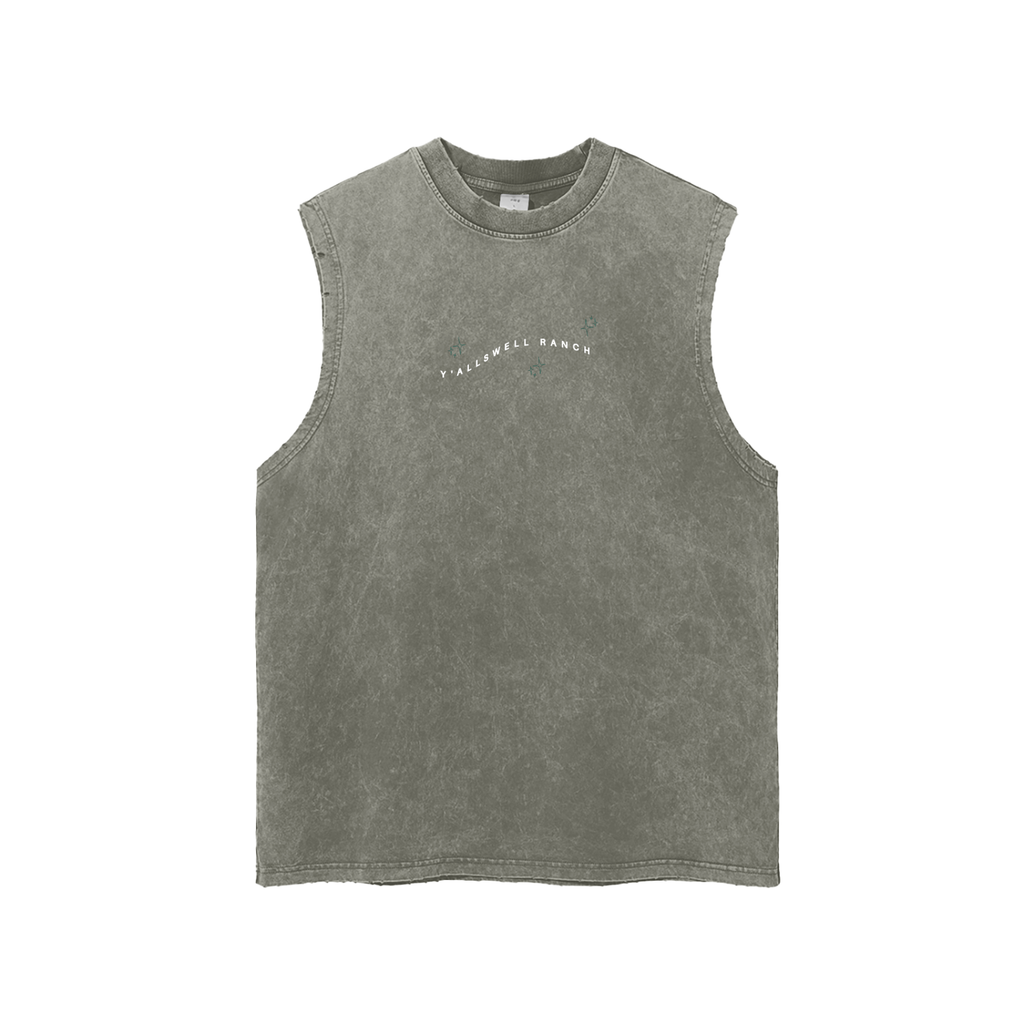 Snow Washed Frayed Hem Tank Top